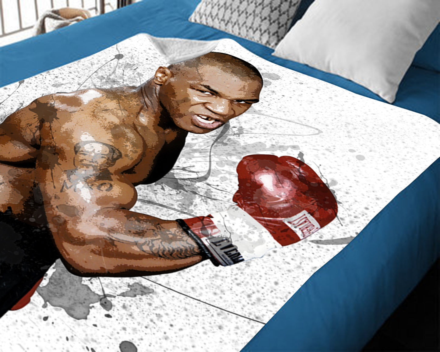 Manta polar con efecto salpicadura de Mike Tyson