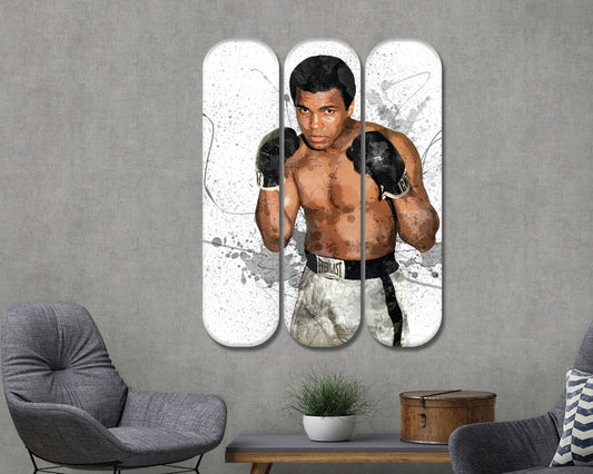 Arte mural en acrílico con patineta de Muhammad Ali