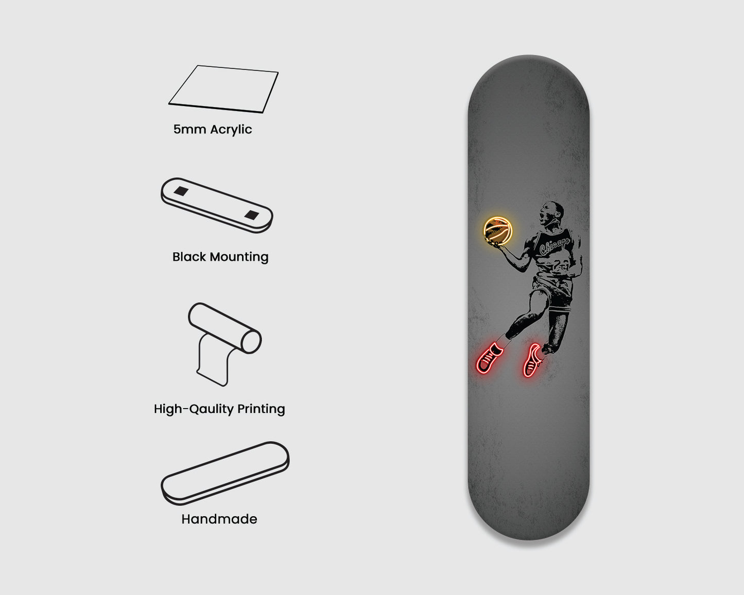 Lebron James Acrylic Skateboard Wall Art