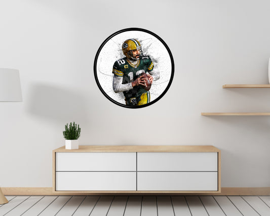 Aaron Rodgers Round Wall Art