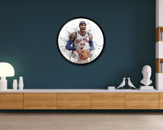 Carmelo Anthony Round Wall Art