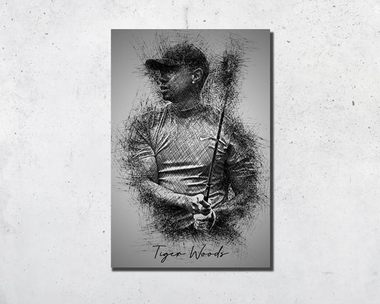 Tiger Woods Sketch Wall Art