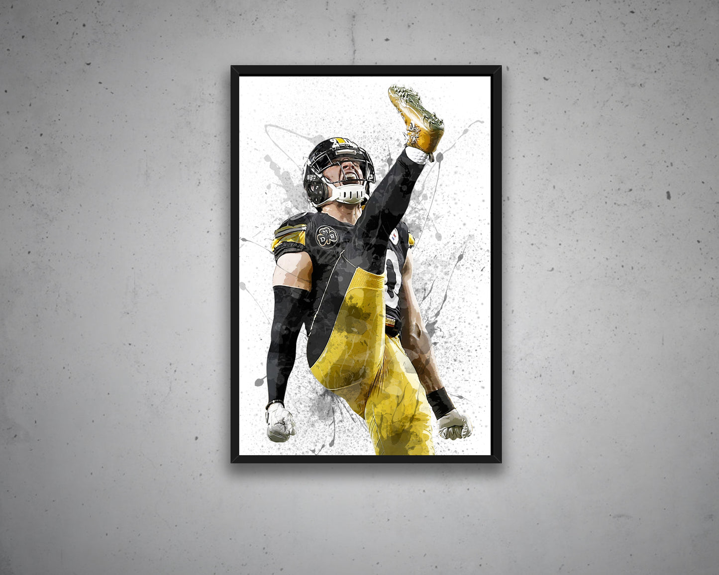 TJ Watt Splash Effect Canvas Art