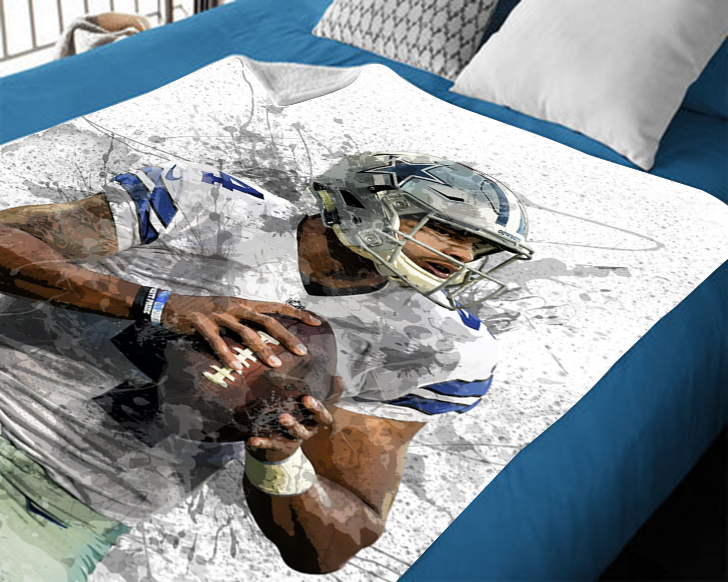 Dak Prescott Dallas Cowboys Splash Effect Fleece Blanket