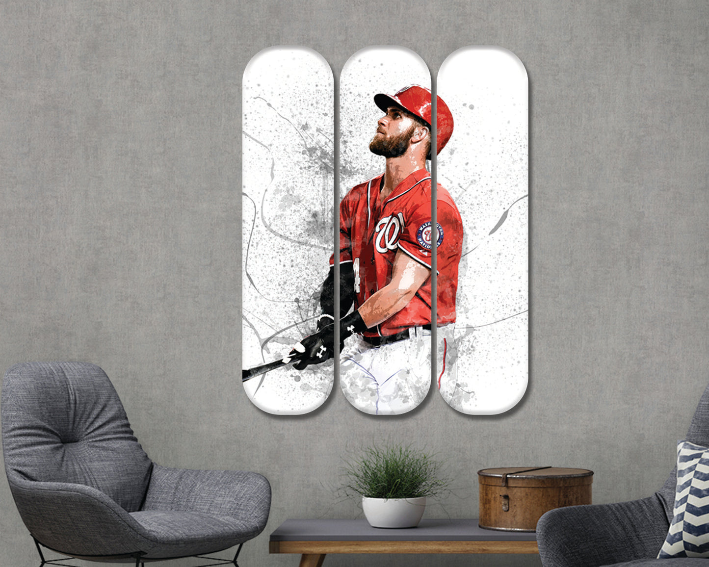 Arte mural de patineta acrílica de Bryce Harper