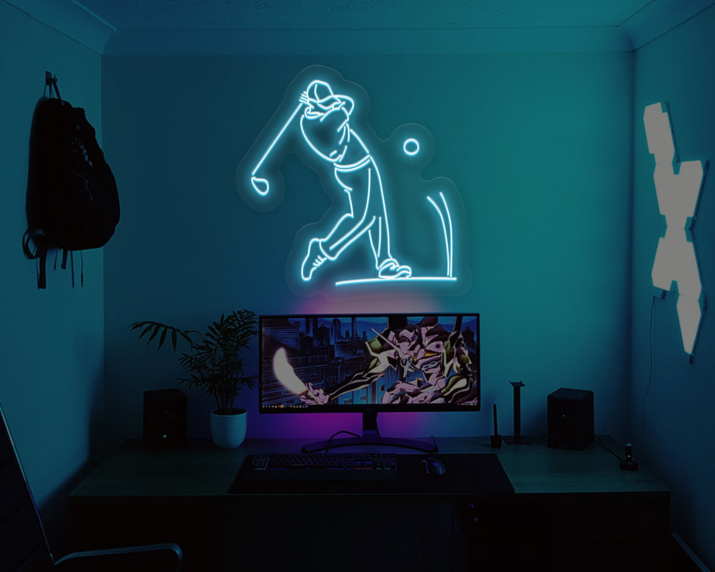 Golf Player Swing Neon Sign