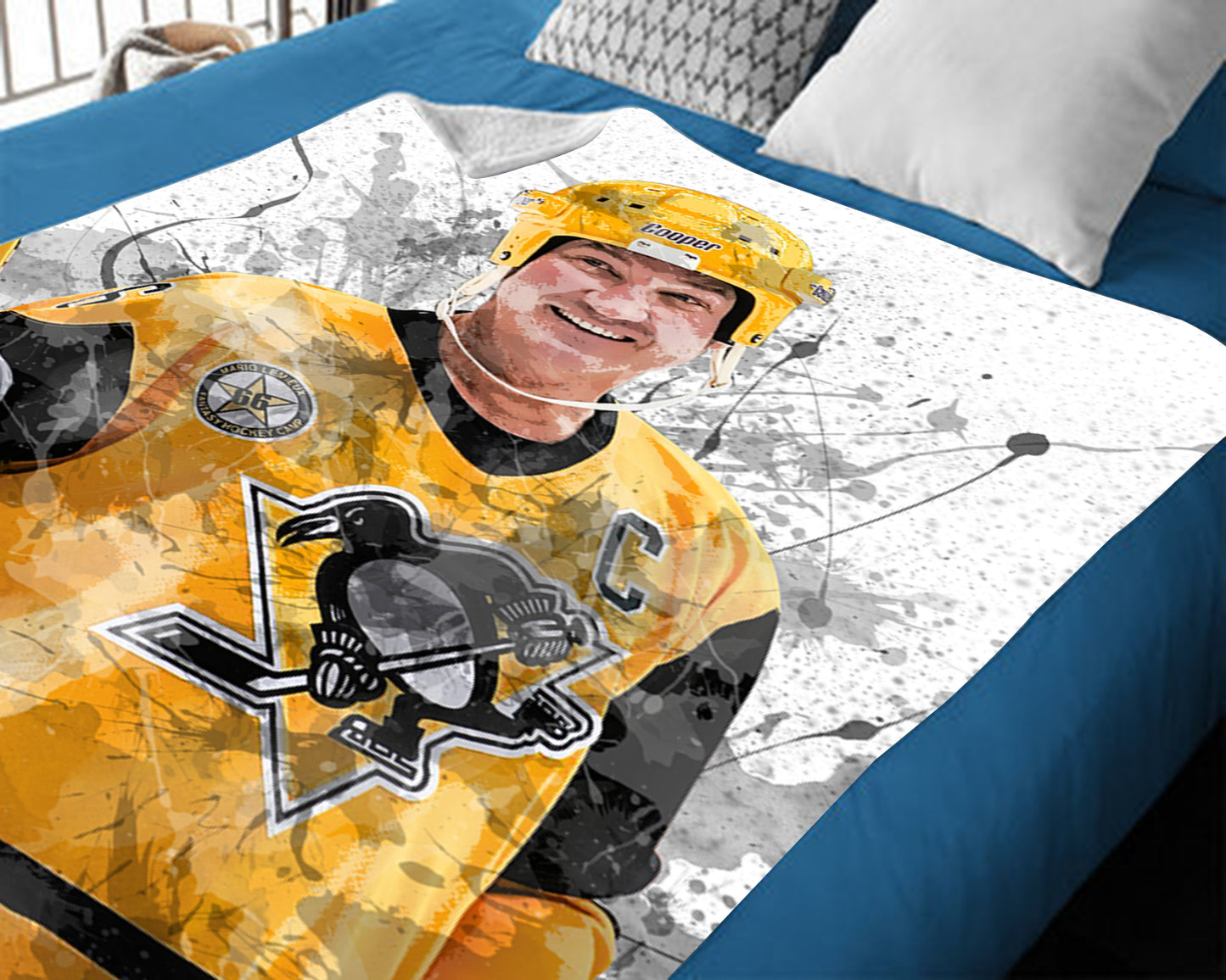 Mario Lemieux Splash Effect Fleece Blanket