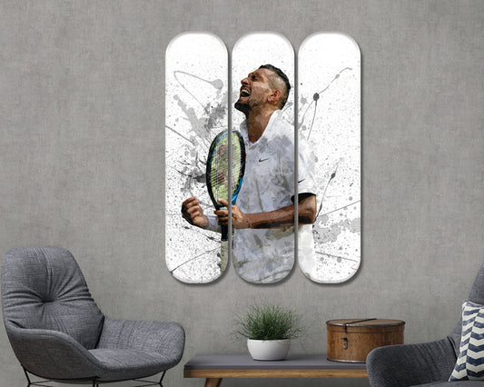 Arte mural de acrílico con patineta de Nick Kyrgios