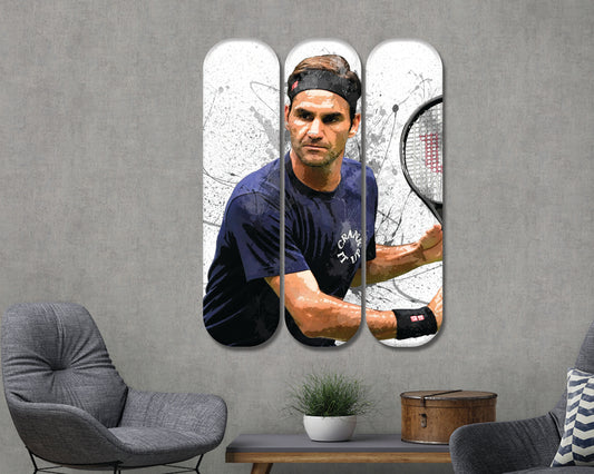 Arte mural de patineta acrílica de Roger Federer