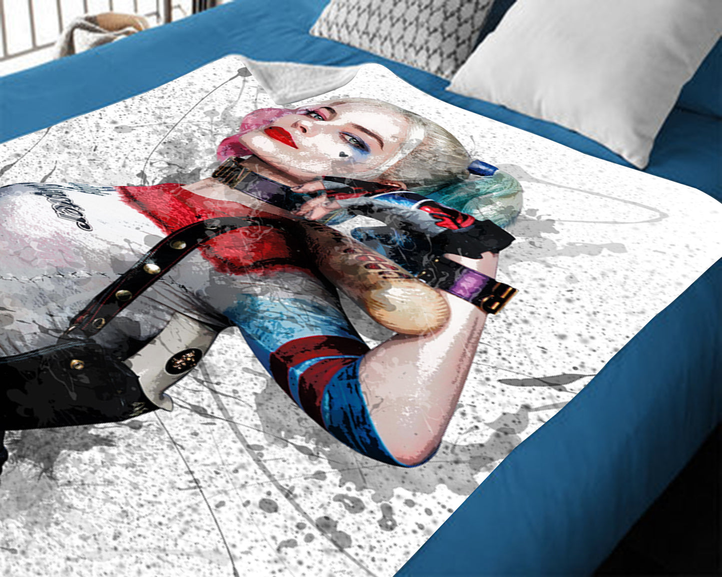 Harley Quinn Splash Effect Fleece Blanket