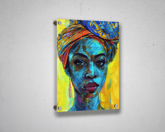 African Woman Watercolor Painting Portrait Abstract Canvas Art
