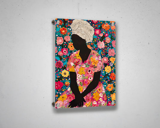 Abstract African Woman with Flower Canvas Art