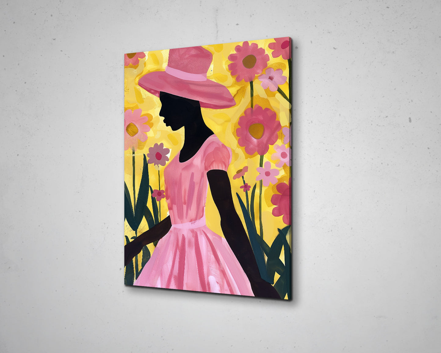 Abstract African Woman with Flower Canvas Art