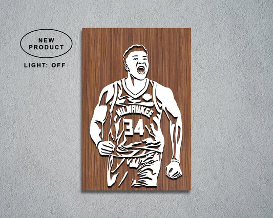 Giannis Antetokounmpo LED Wooden Decal