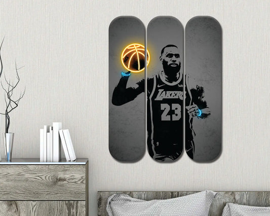Arte mural de patineta acrílica de Lebron James