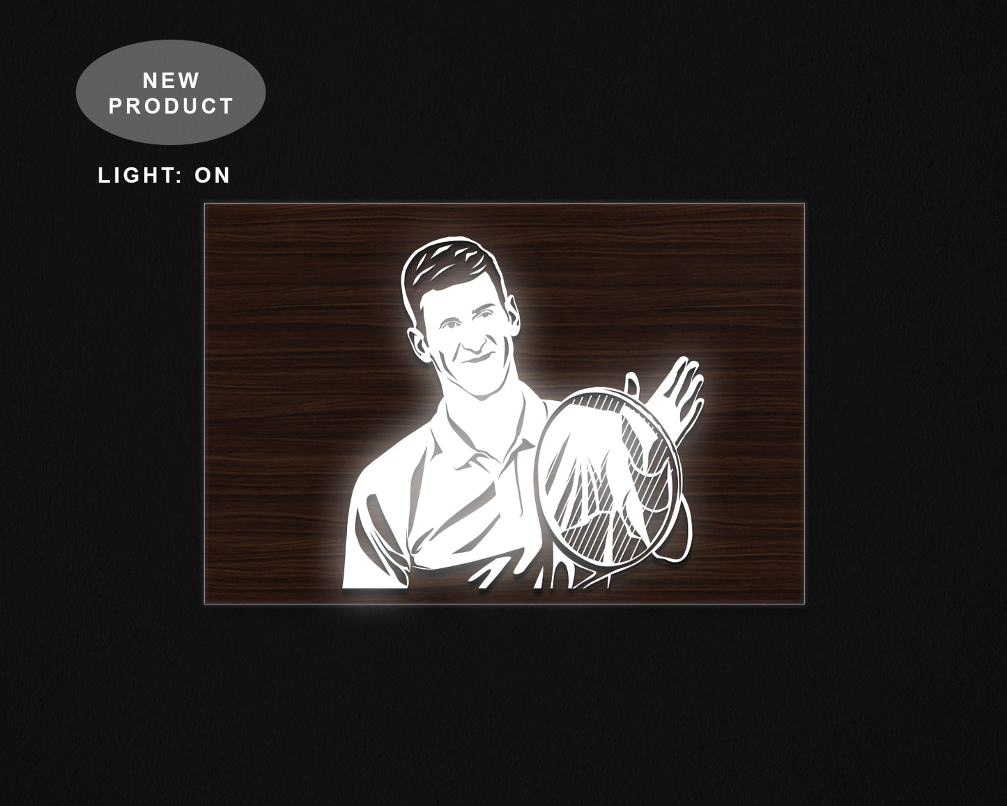 Novak Djokovic LED Wooden Decal