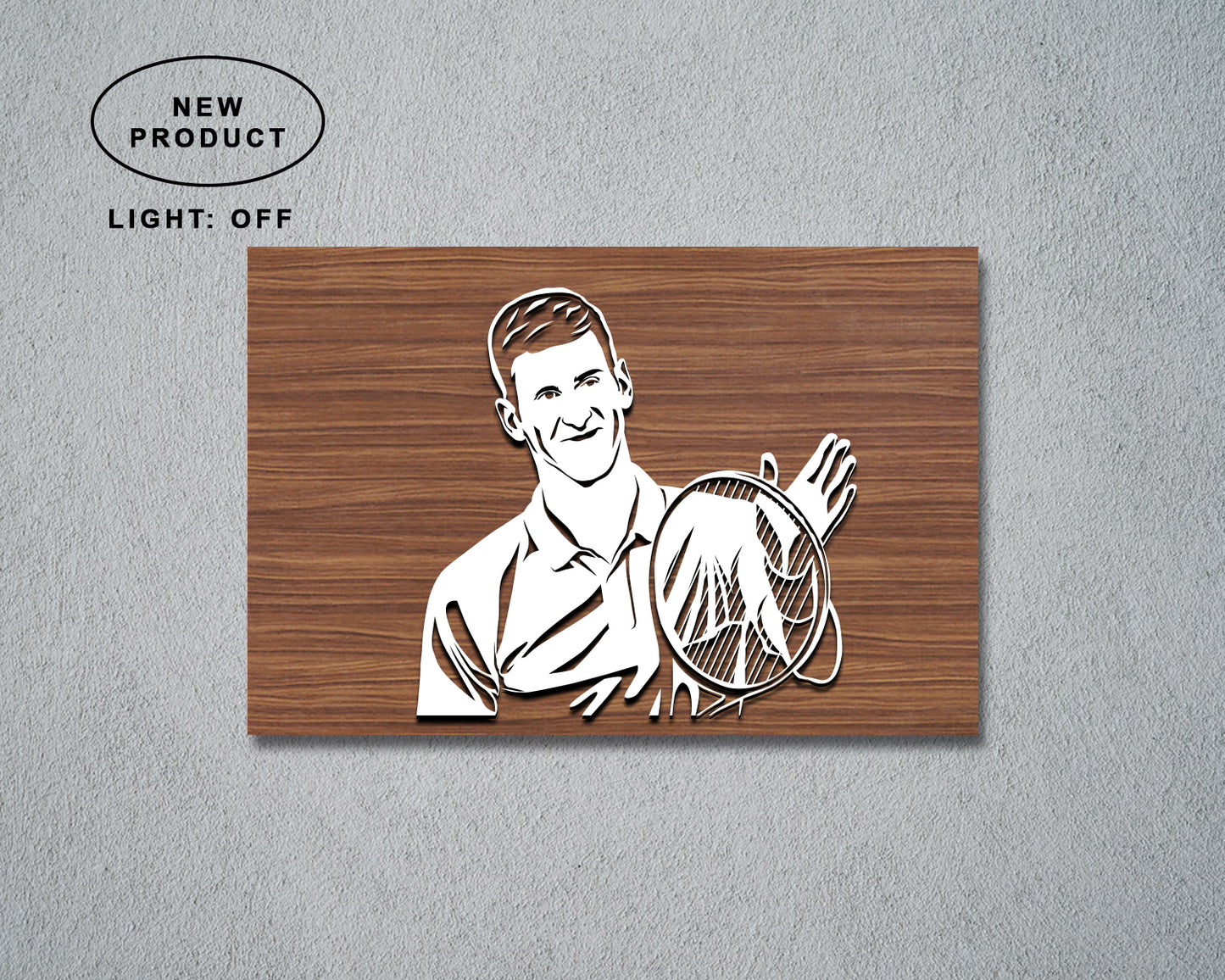 Novak Djokovic LED Wooden Decal