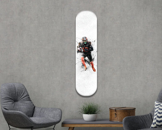 Arte mural en acrílico con la imagen de una patineta de Odell Beckham Jr.