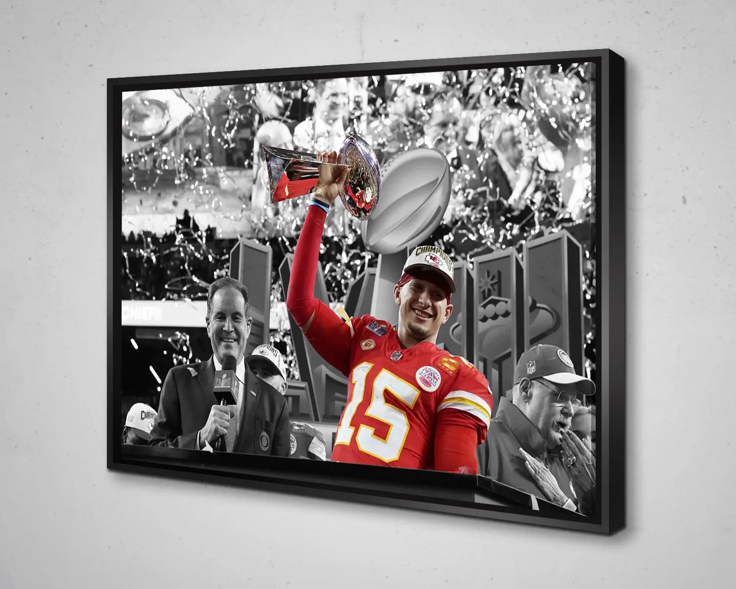 Patrick Mahomes Black & White Canvas Art