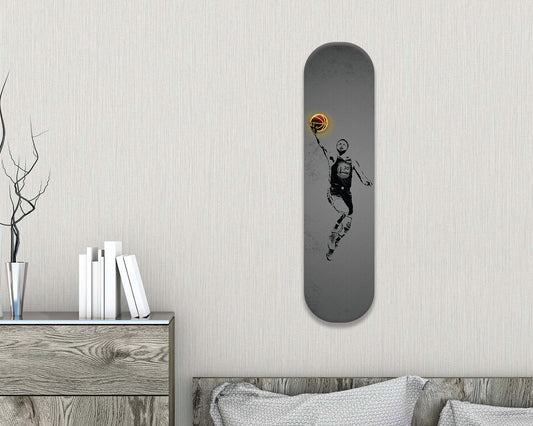 Arte de pared de acrílico con patineta saltando de Stephen Curry