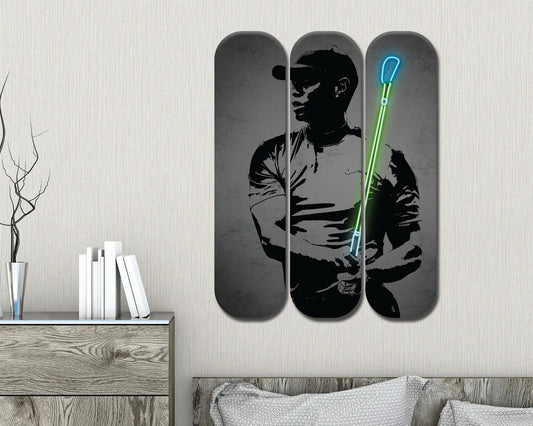 Arte mural de acrílico con patineta de Tiger Woods