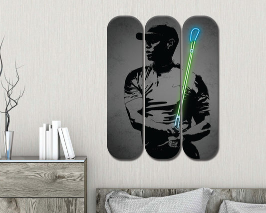 Arte mural de acrílico con patineta de Tiger Woods