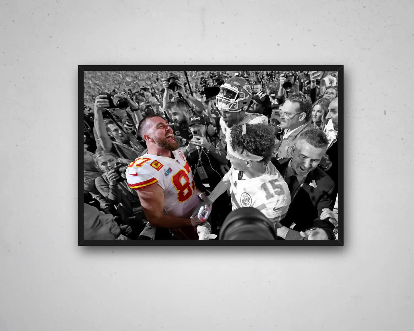 Travis Kelce Black & White Floating Canvas Print | NFL Wall Art