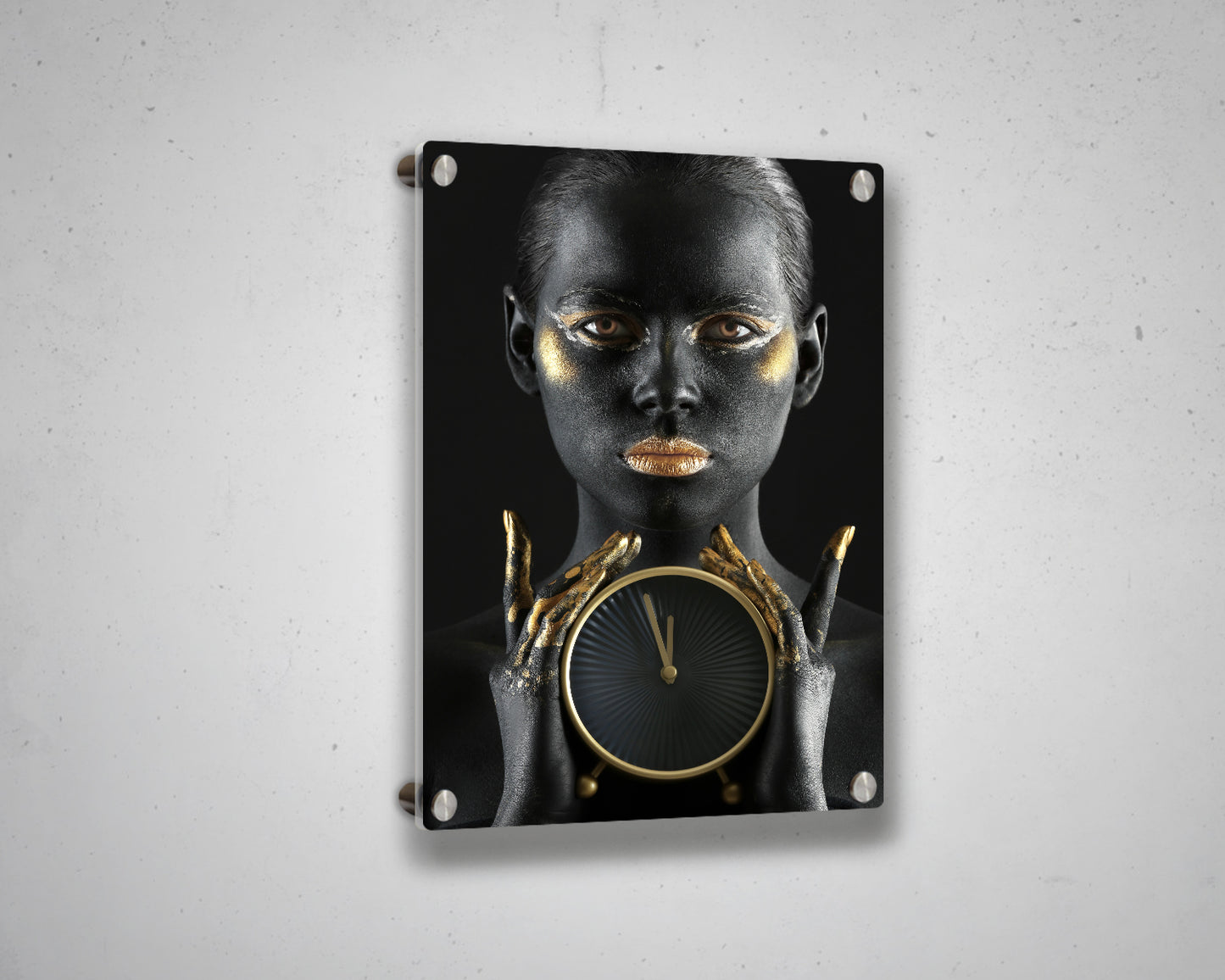 African Woman Gold Glitter Canvas Painting Black Woman Painting African Woman Canvas Art
