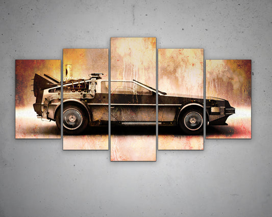 DeLorean Car Multicolour Wall Art