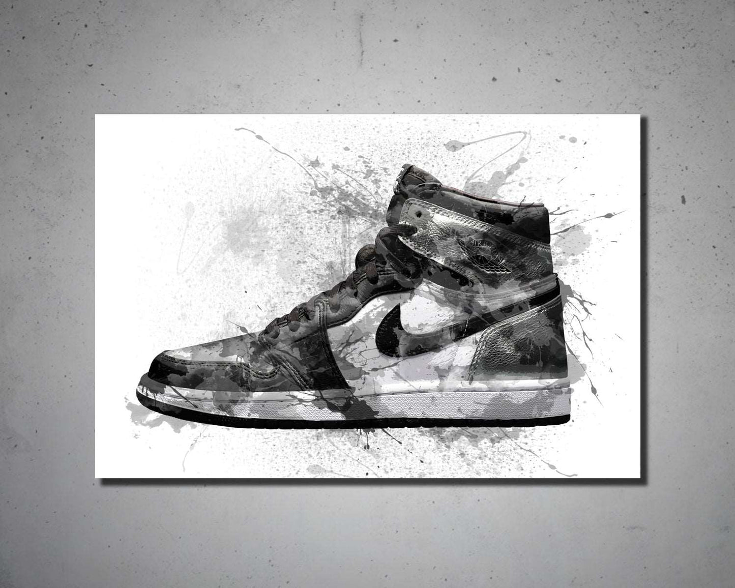 B&W basketball shoes Splash Effect Canvas Art