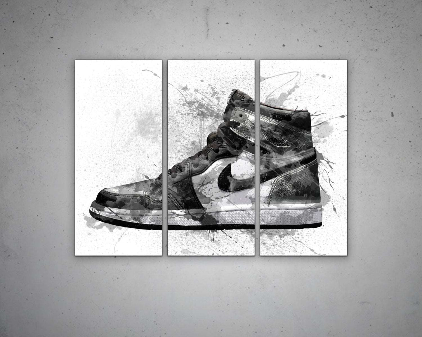 B&W basketball shoes Splash Effect Canvas Art
