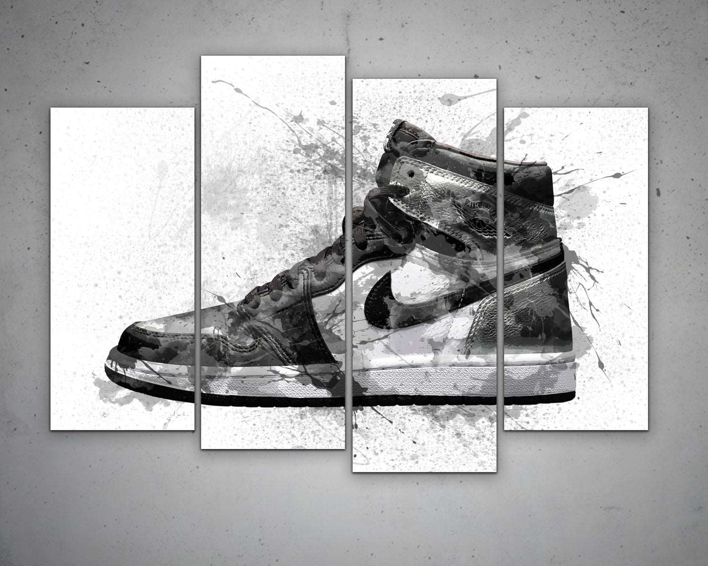 B&W basketball shoes Splash Effect Canvas Art 
