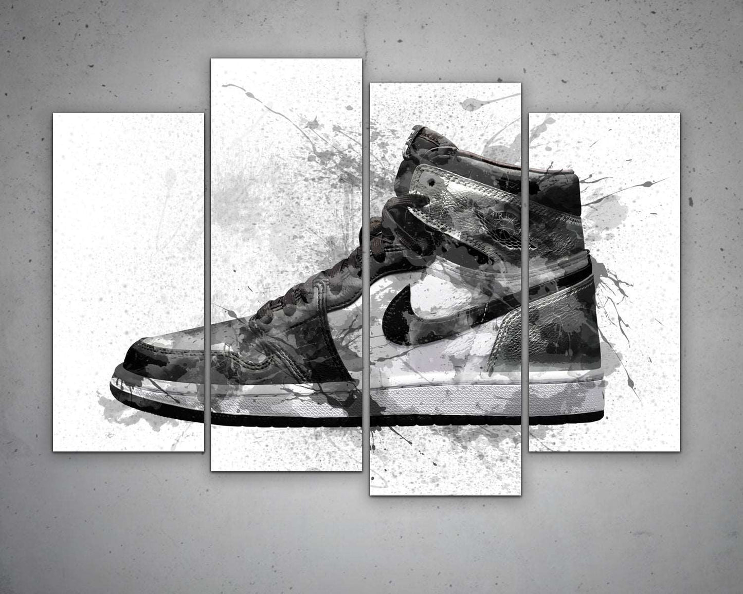 B&W basketball shoes Splash Effect Canvas Art