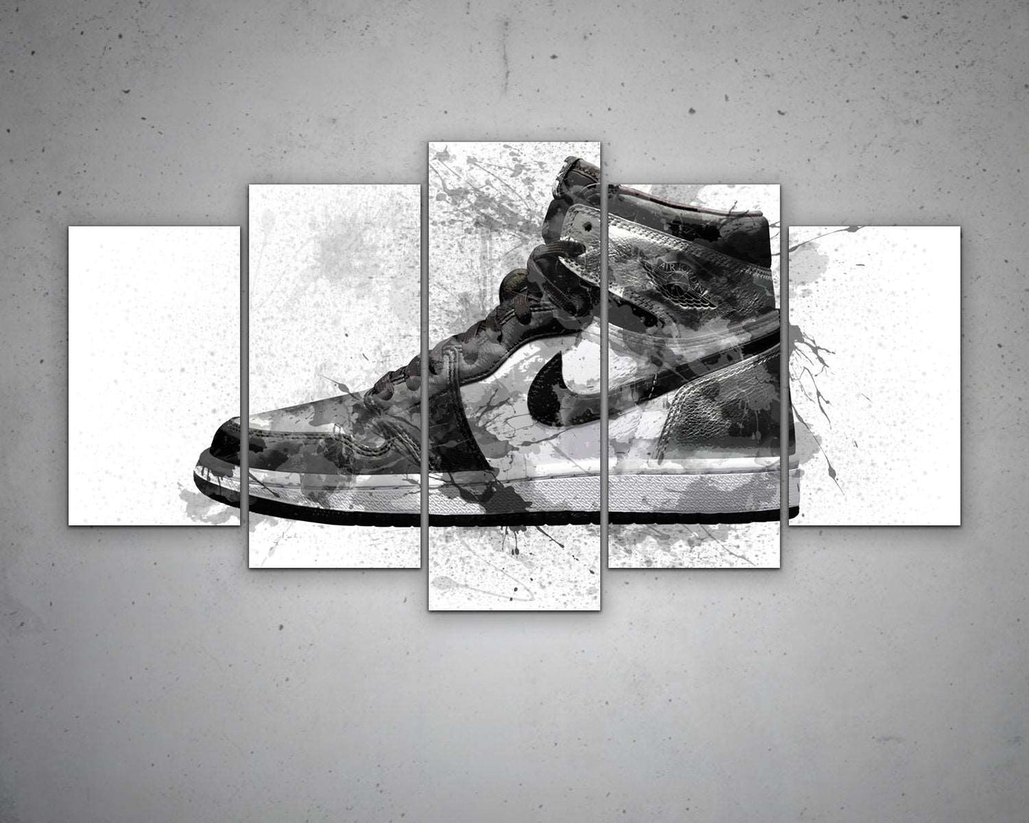 B&W basketball shoes Splash Effect Canvas Art