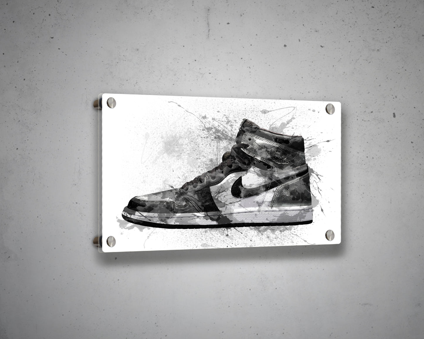 B&W basketball shoes Splash Effect Canvas Art
