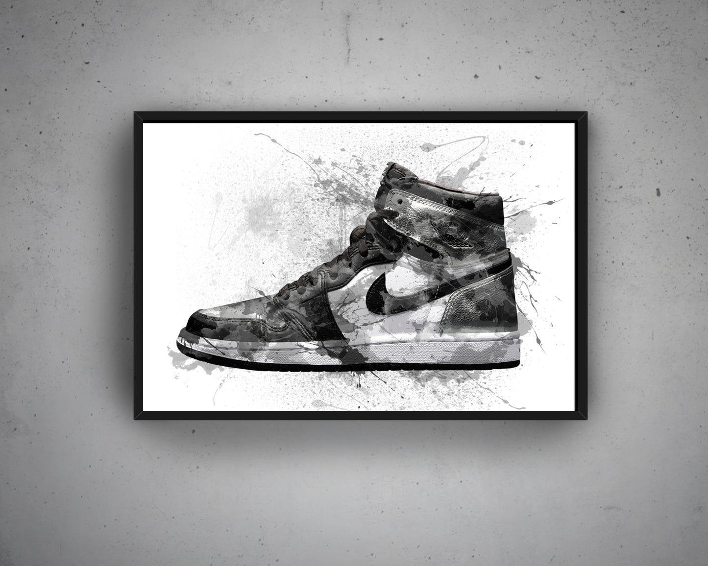 B&W basketball shoes Splash Effect Canvas Art