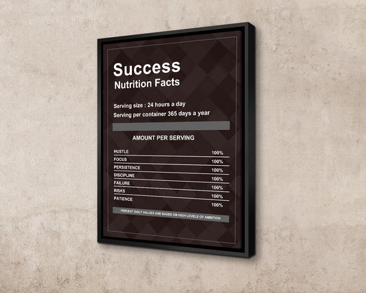 Success Nutrition Facts Canvas Wall Art