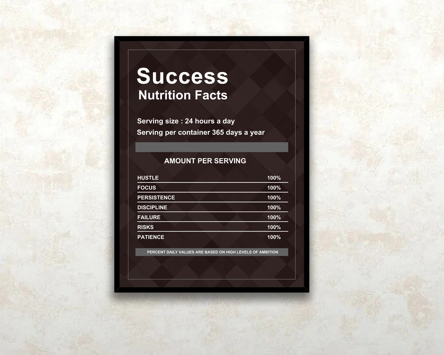 Success Nutrition Facts Canvas Wall Art