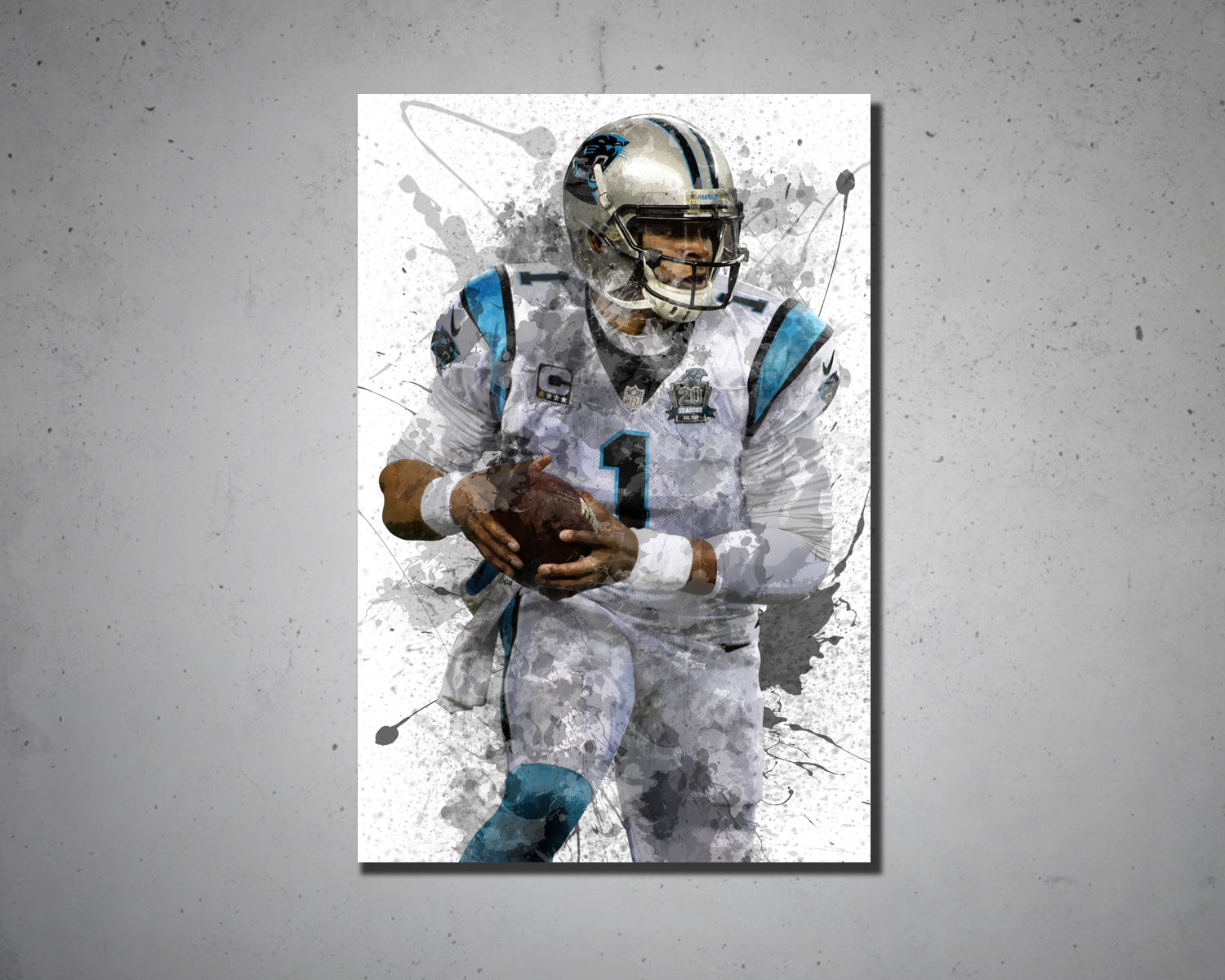 Cam Newton Splash Effect Canvas Art