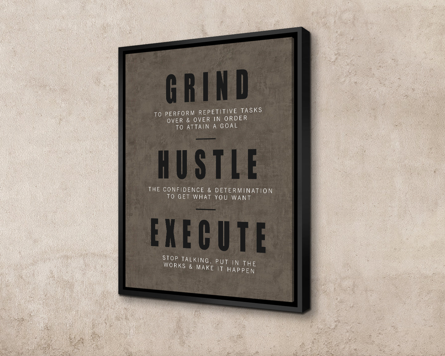 Grind, Hustle, Execute Canvas Wall Art