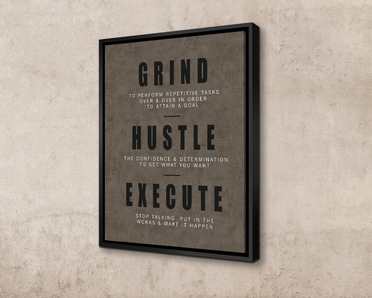 Grind, Hustle, Execute Canvas Wall Art