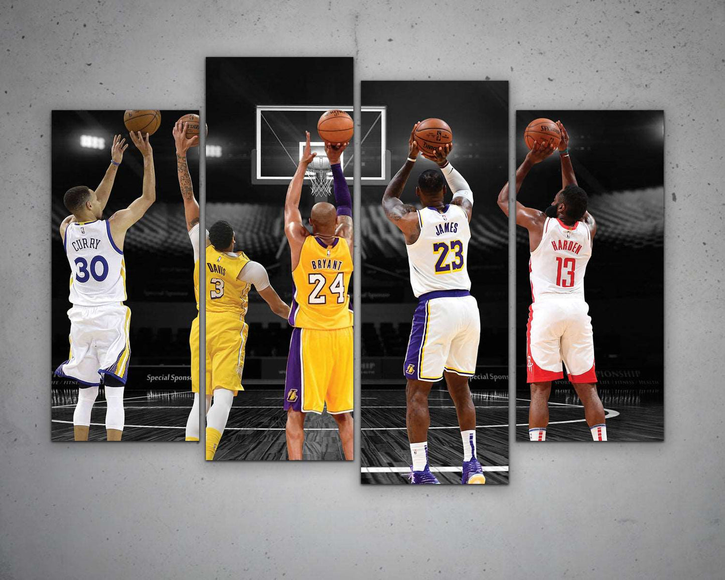 All time legends Canvas Wall Art | Kobe Bryant | James Harden | Lebron James | Stephen Curry | Anthony Davis | 