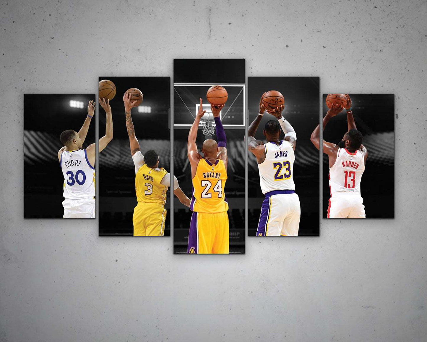 All time legends Canvas Wall Art | Kobe Bryant | James Harden | Lebron James | Stephen Curry | Anthony Davis | 