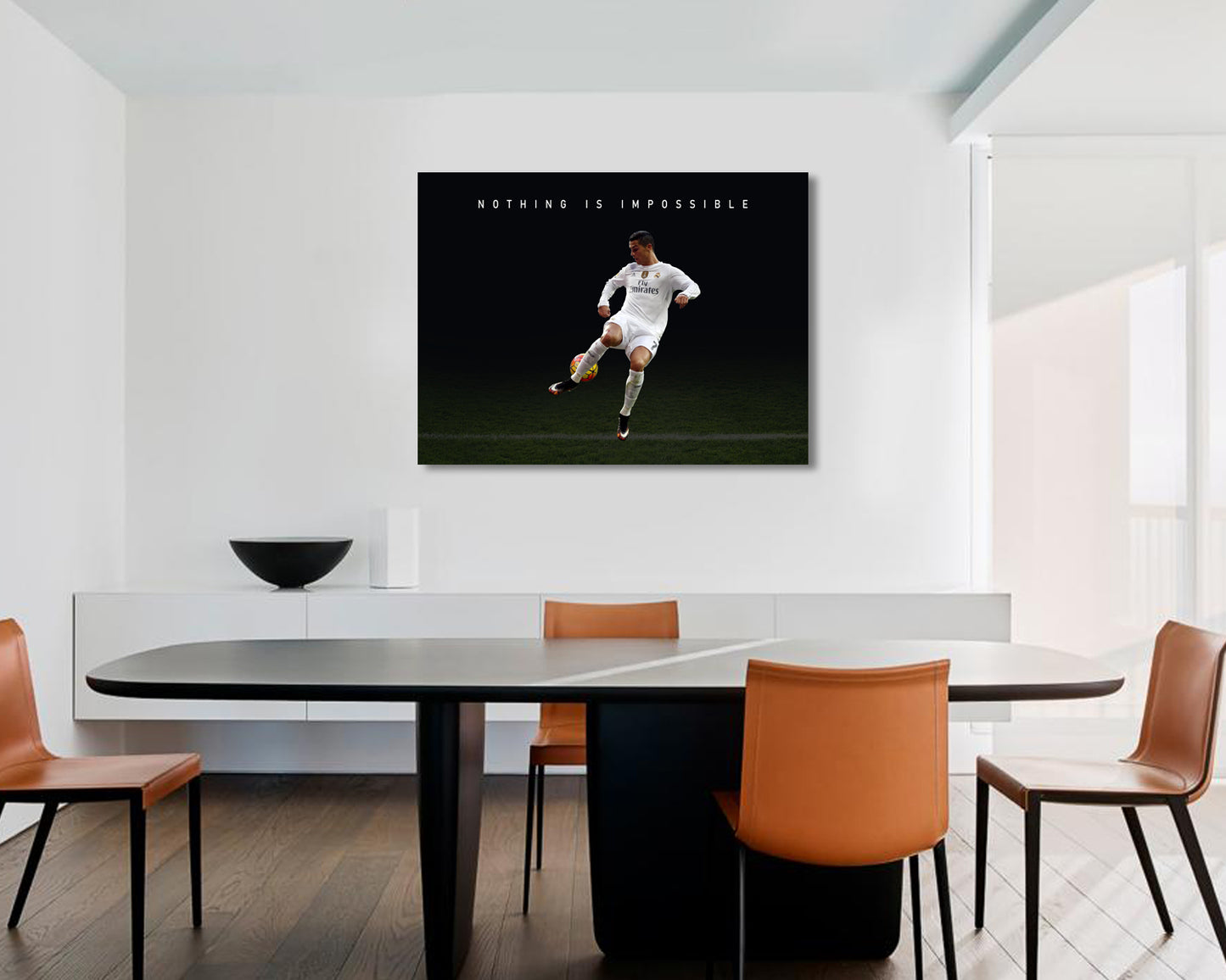 Cristiano Ronaldo Nothing is impossible Sport Quote Canvas Wall Art