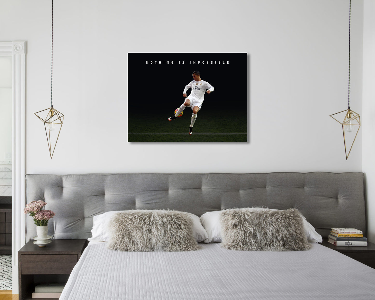 Cristiano Ronaldo Nothing is impossible Sport Quote Canvas Wall Art