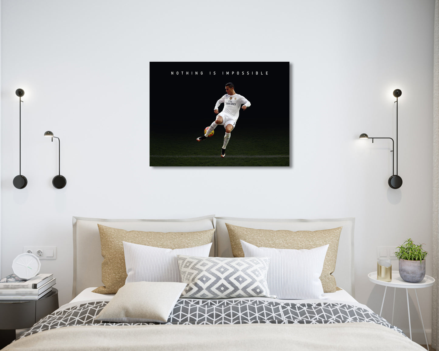 Cristiano Ronaldo Nothing is impossible Sport Quote Canvas Wall Art