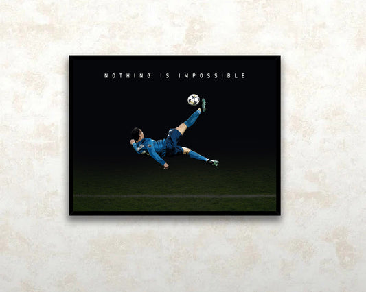 Cristiano Ronaldo Nothing is impossible Sport Quote Canvas Wall Art