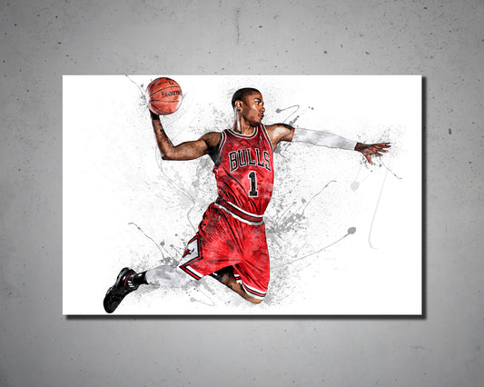Derrick Rose Splash Effect Canvas Art
