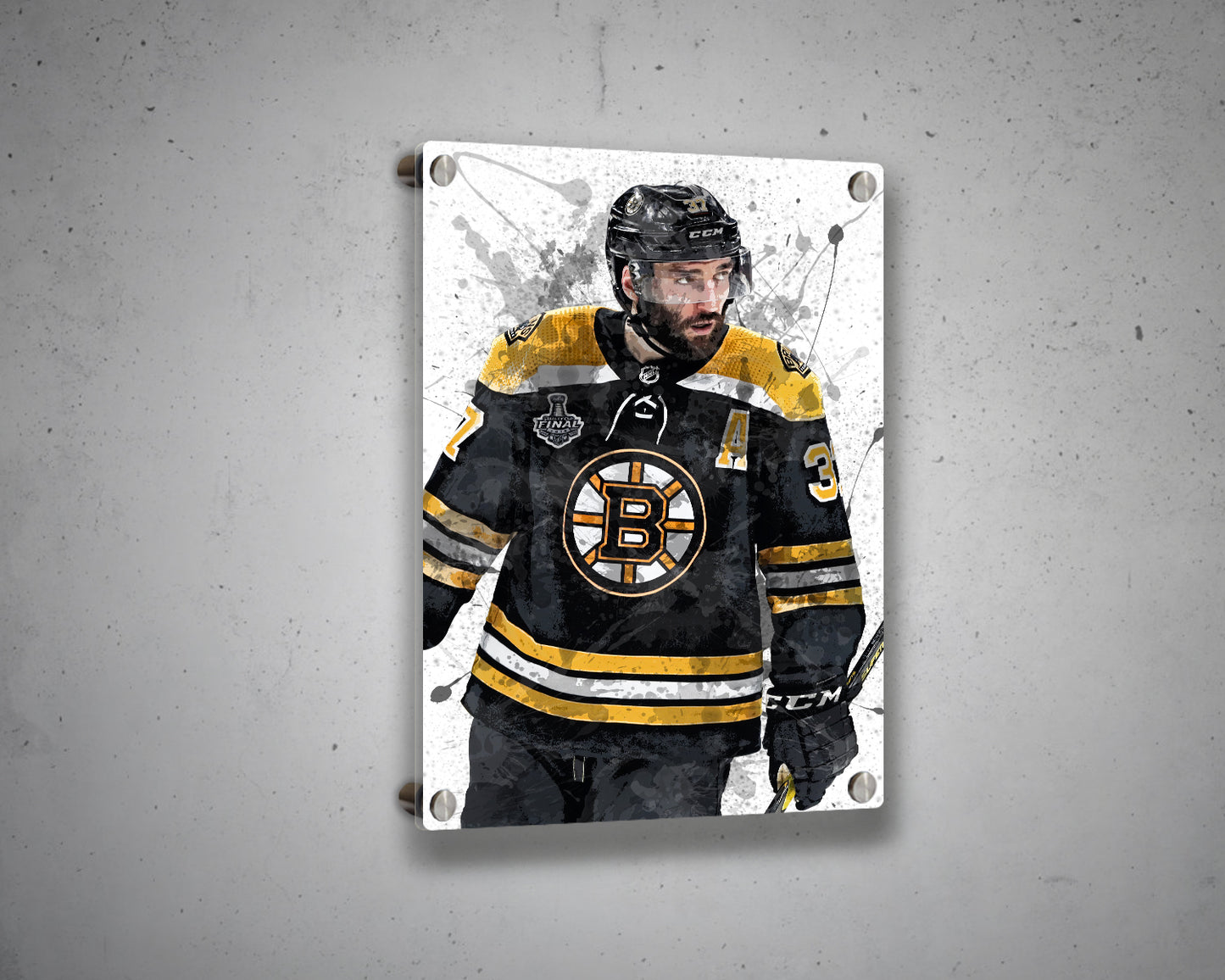 Patrice Bergeron Splash Effect Canvas Art