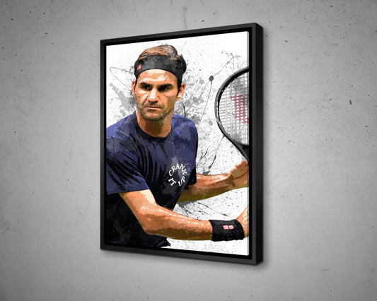 Roger Federer Splash Effect Canvas Art